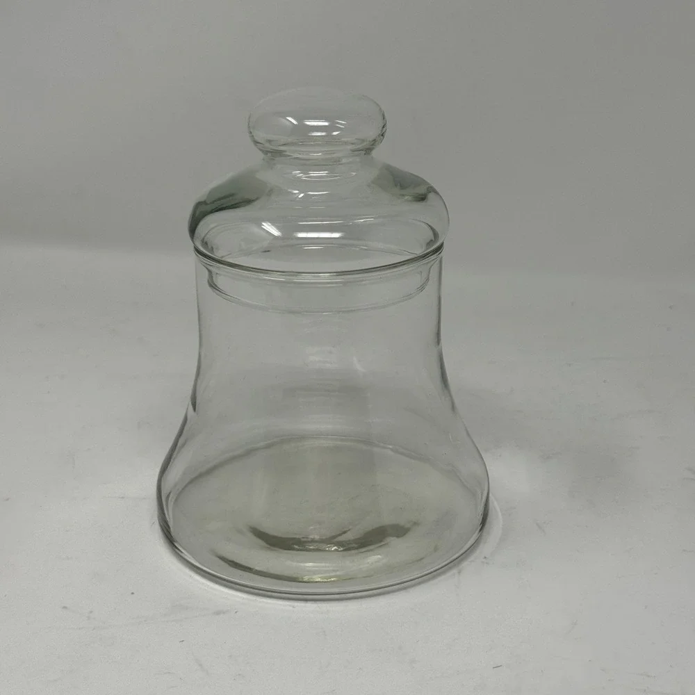 Clear Glass Apothecary Jar W Lid Bell Shaped Decor Storage Canister Minimalist‎